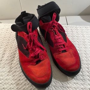 BALENCIAGA Red Mens Sneakers with High Neoprene Ankle Velcro Straps